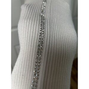 A Love Story Blouse Women's Plus Size 2X Winter White Rhinestone Sparkly B46